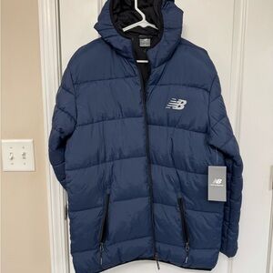New Balance Men's Blue Hooded Puffer Jacket